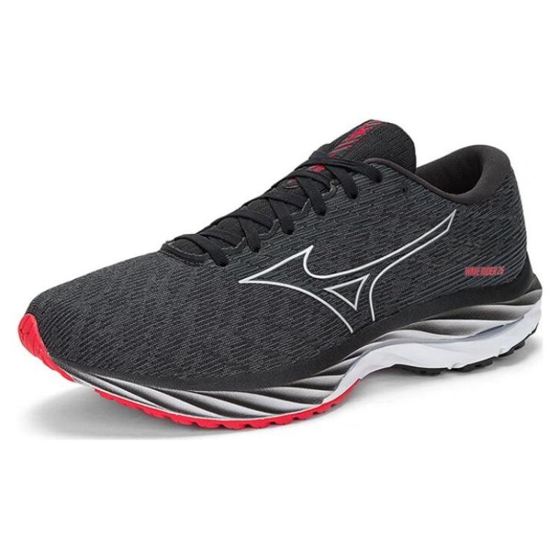Mizuno Wave Rider 26 Anti-Slip Wear-Resistant Low-Top Running Shoes Unisex Black Red Sneakers J1GC220352