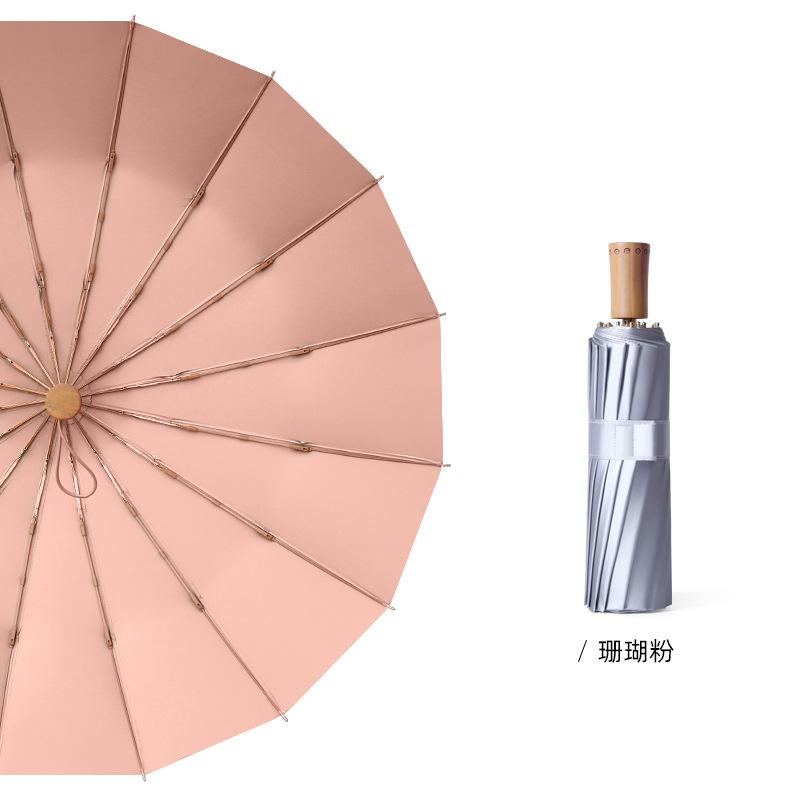 16 Bone Weather and Rain Umbrella Hand Open Folding Sunscreen Umbrella Three Fold Sun Umbrella