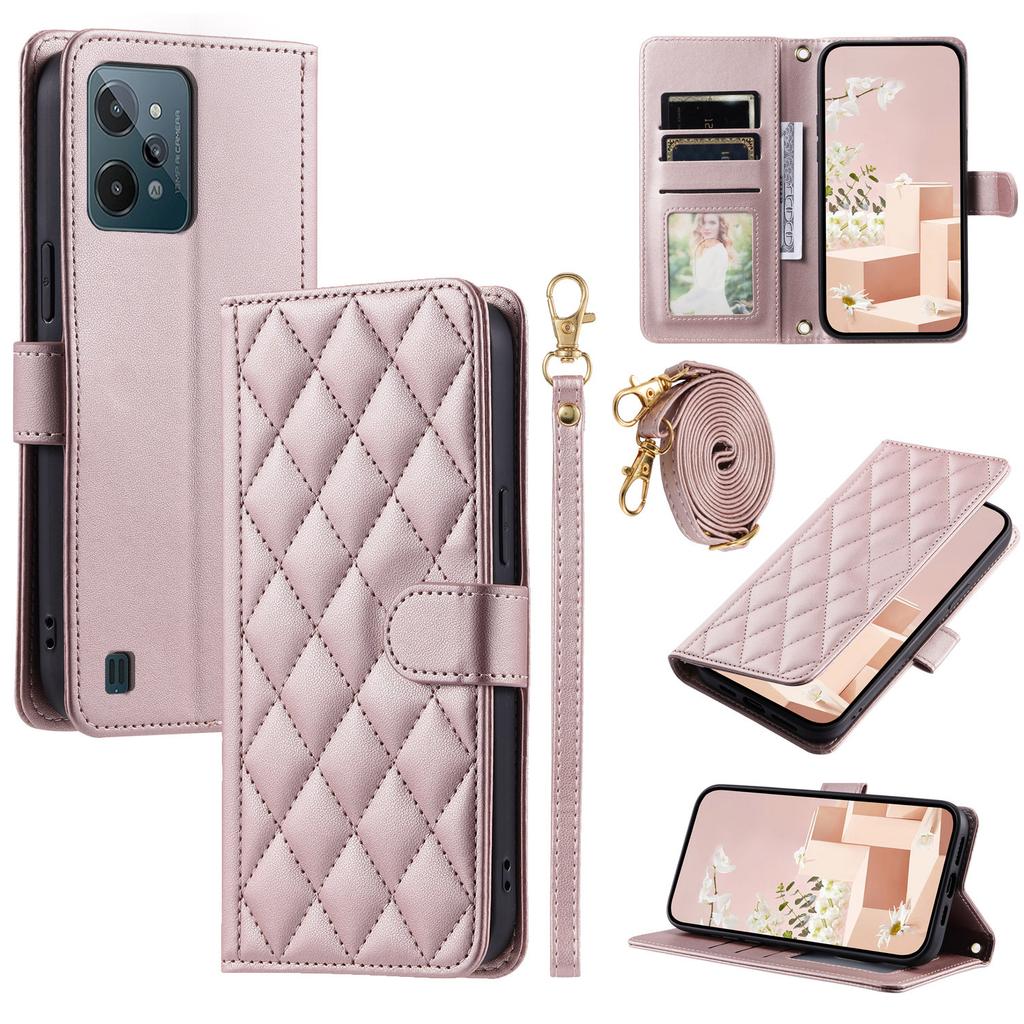Suitable for Oppo REALME C31 Leather Case A31 Small Fragrant Wind Rhombus Check Card Diagonal Span Handbag A52