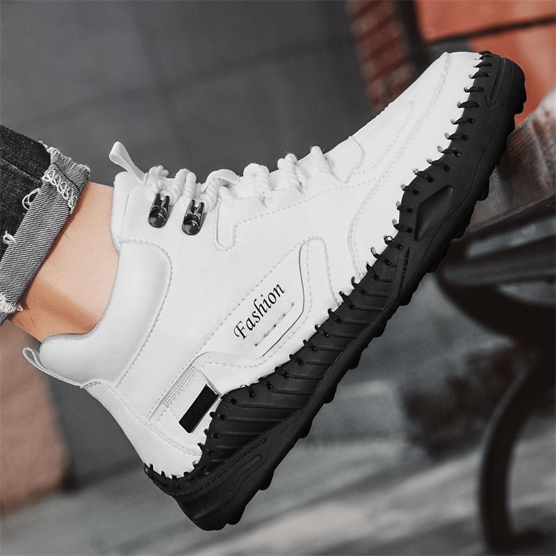 Men Shoes Hand-stitching Leather Men Boots Split Leather Casual Leather Shoes Men Ankle Boots