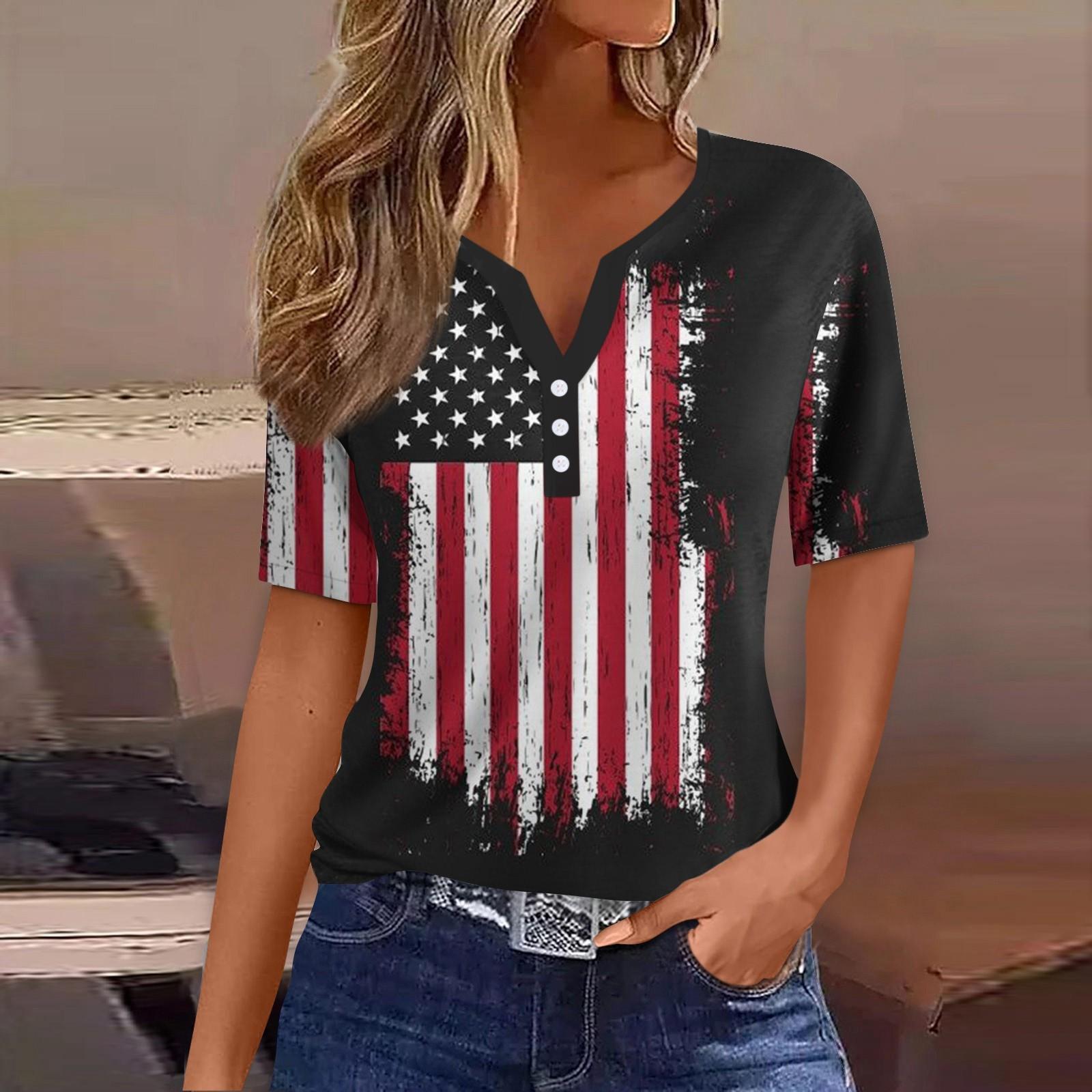 

Жіноча футболка з принтом на ґудзиках, з коротким рукавом, щоденна мода на вихідні, базовий V-подібний виріз, звичайний топ M чорний