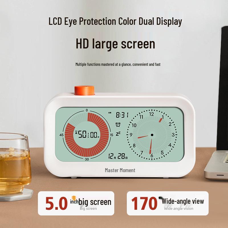 Dual Screen Timer & Alarm Clock with Countdown and Self-Discipline Visual Aid for Desktops