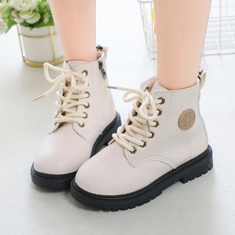 Children Fashion Boots for Boys Girls Autumn Winter Warm Cotton Kids Tide Boots Motorcycle Rubber Boots Zipper Ankle High Soft