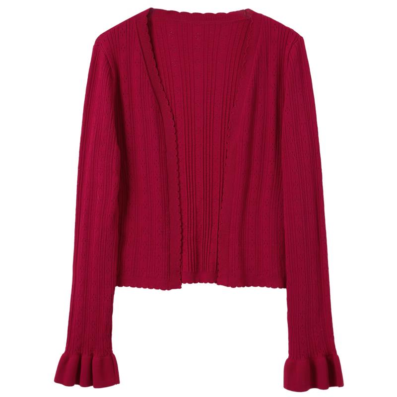 Women s Openwork Knit Short Cardigan M