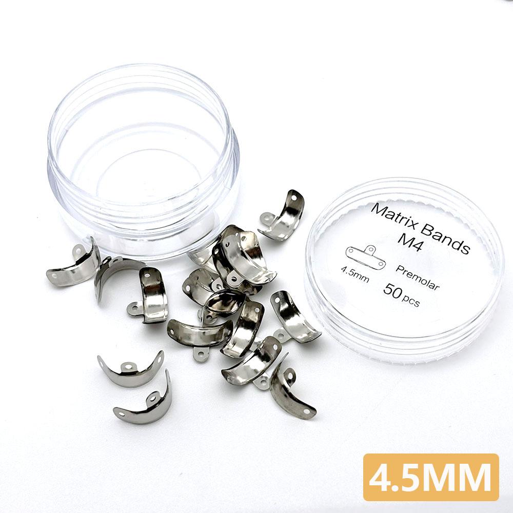 Fogászati Restorációs Szekcionált Mátrix Rendszer - Nikkel-Titán Niti Szalagok Klipszes Gyűrűvel Hátsó Fogakhoz 4.5mm 50pcs