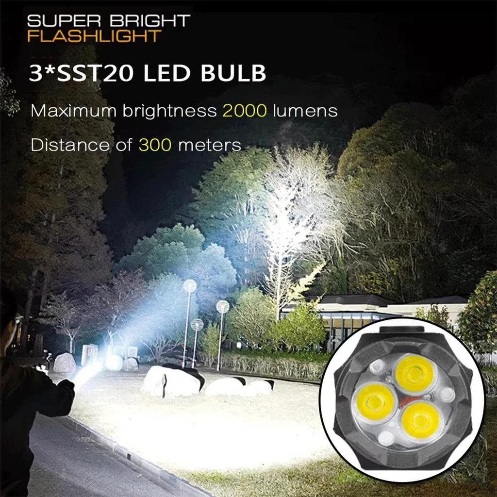 Flashlight With Power Indicator Powerful Emergency Clip On Keychain Waterproof Rechargeable Torches Usb-C Flashlights White Mini