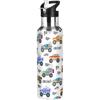 Monster Truck Sports Water Bottle, Double Wall Vacuum Insulated Stainless Steel Water Bottle with Straw Keeps Hot and Cold, Bike Running Sports