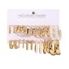 European and American popular metal creative exaggerated pearl earrings pearl twist atmospheric earrings set 11 pairs