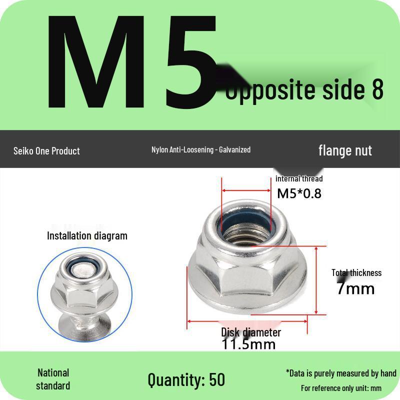 Hexagonal Self-Locking Nylon Anti-Slip Flange Nut M4 M5 M6 M8 M10 M12 M14