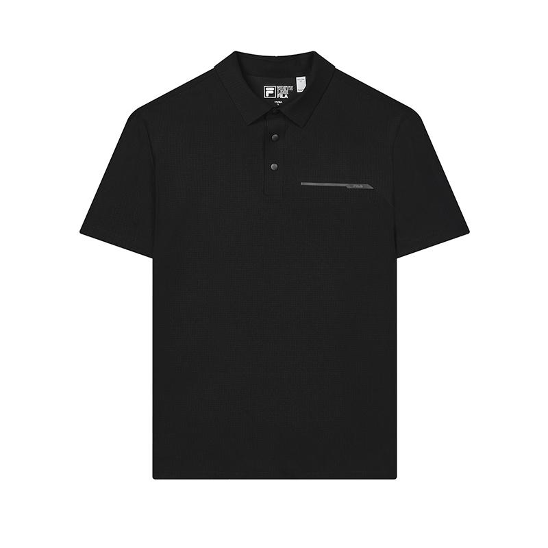 

FILA White Special Series Knitted Comfortable Short Sleeve Polo Shirt Men tops Black F51M427107ABK XL