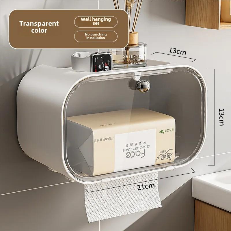 Bathroom Tissue Box No Punching Toilet Paper Holder Wall Mounted Roll Paper Drawer Waterproof Ins Style Home Goods