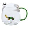 Coffee Milk Drink Cup Handmade Glass Animal Plant Shape Transparent Water Cute with Colorful Handle Creative Tea Mug