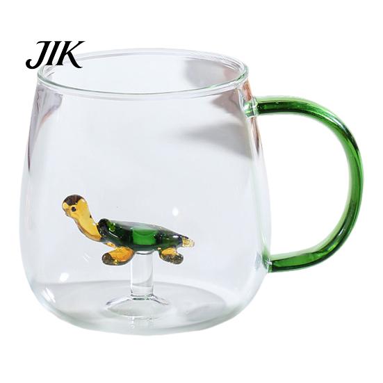 Coffee Milk Drink Cup Handmade Glass Animal Plant Shape Transparent Water Cute with Colorful Handle Creative Tea Mug