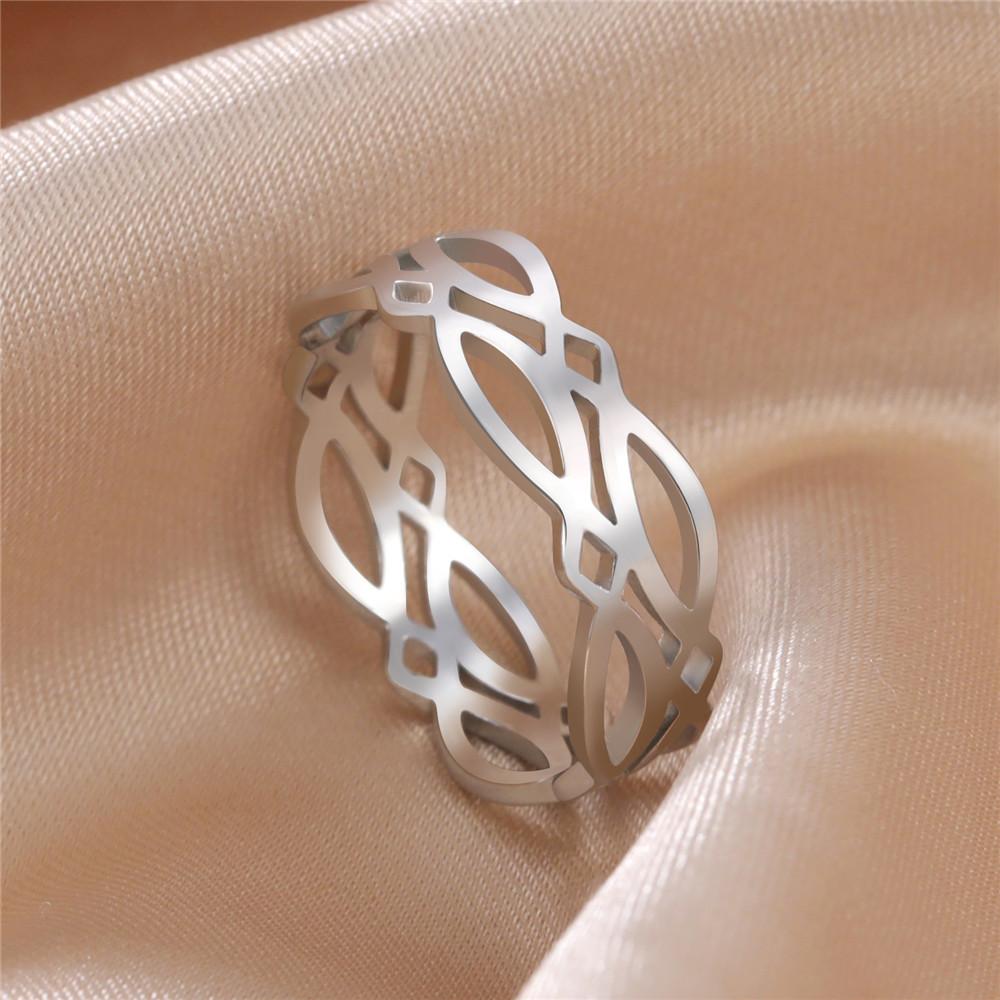 Stainless Steel Ring Heart Star Flower Butterfly Moon Phase Geometric Women's Finger Rings Wedding Gift