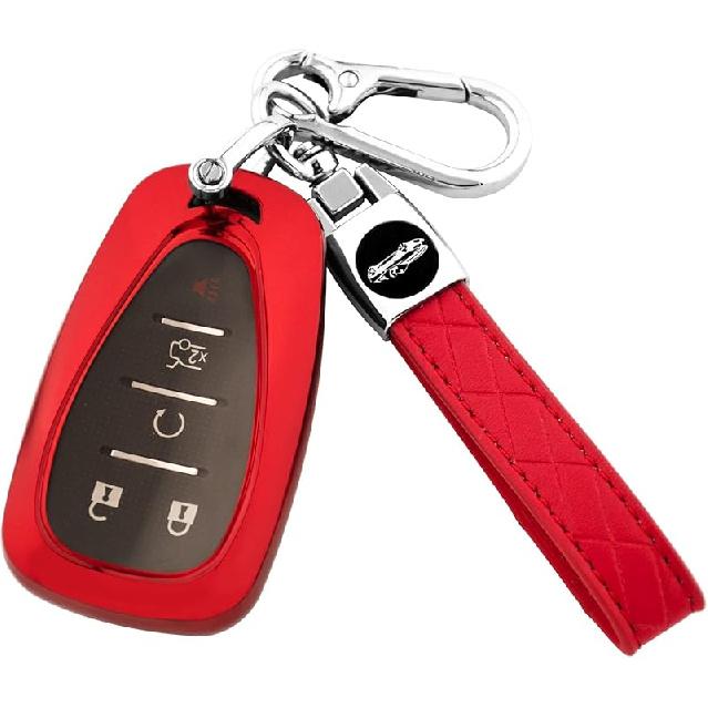 For Chevy Key Fob Cover With Keychain,Soft TPU Full Protector Key Shell Case For Chevy Malibu Camaro Equinox BlazerTraverse Cruze Sonic Volt Spark