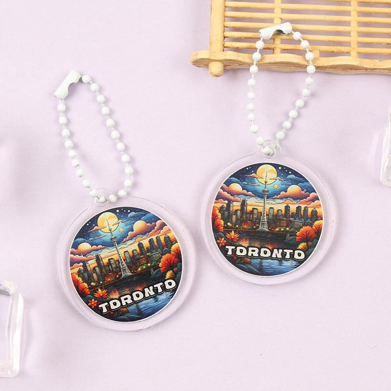 Iconic Landmark Acrylic Keychain Pendant - National Style Architecture Commemorative Souvenir