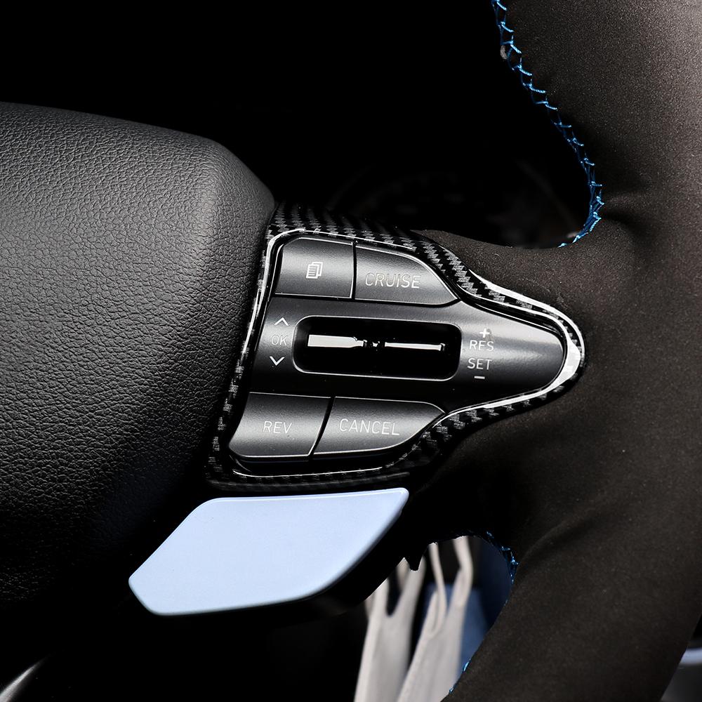 For Hyundai Veloster N 2019-2023 Kona N I30N Carbon Fiber Style Car Steering Wheel Frame Cover Trim Interior Accessories LHD/RHD