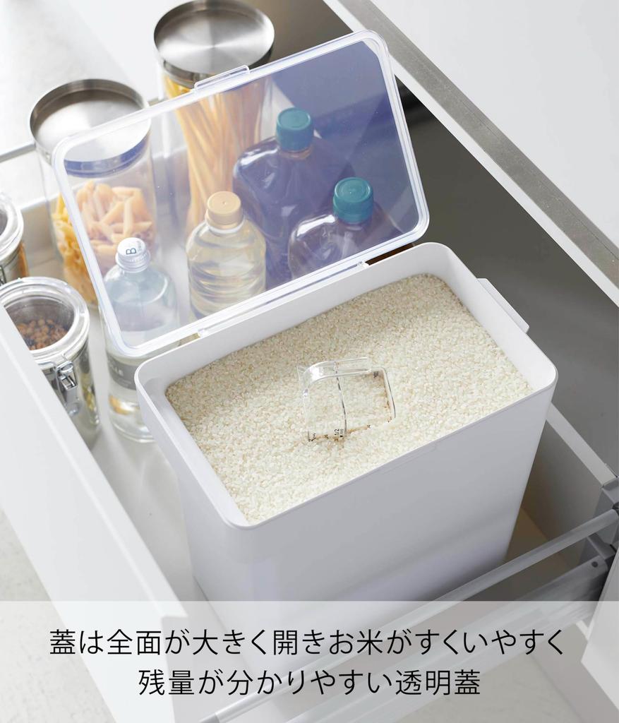 Yamazaki Jitsugyo Airtight Rice Bottle 10kg with Measuring Cup White Tower Moisture 5423 Approx. W30.7XD19.7XH31.2cm Anti-Oxidation