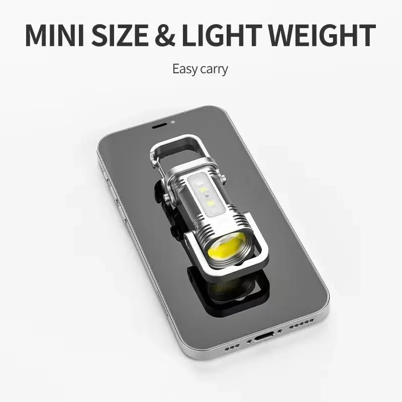 Outdoor Camping Portable Keychain Light Mini Key Light Emergency Work Light Long Battery Life Multi-function Flashlight