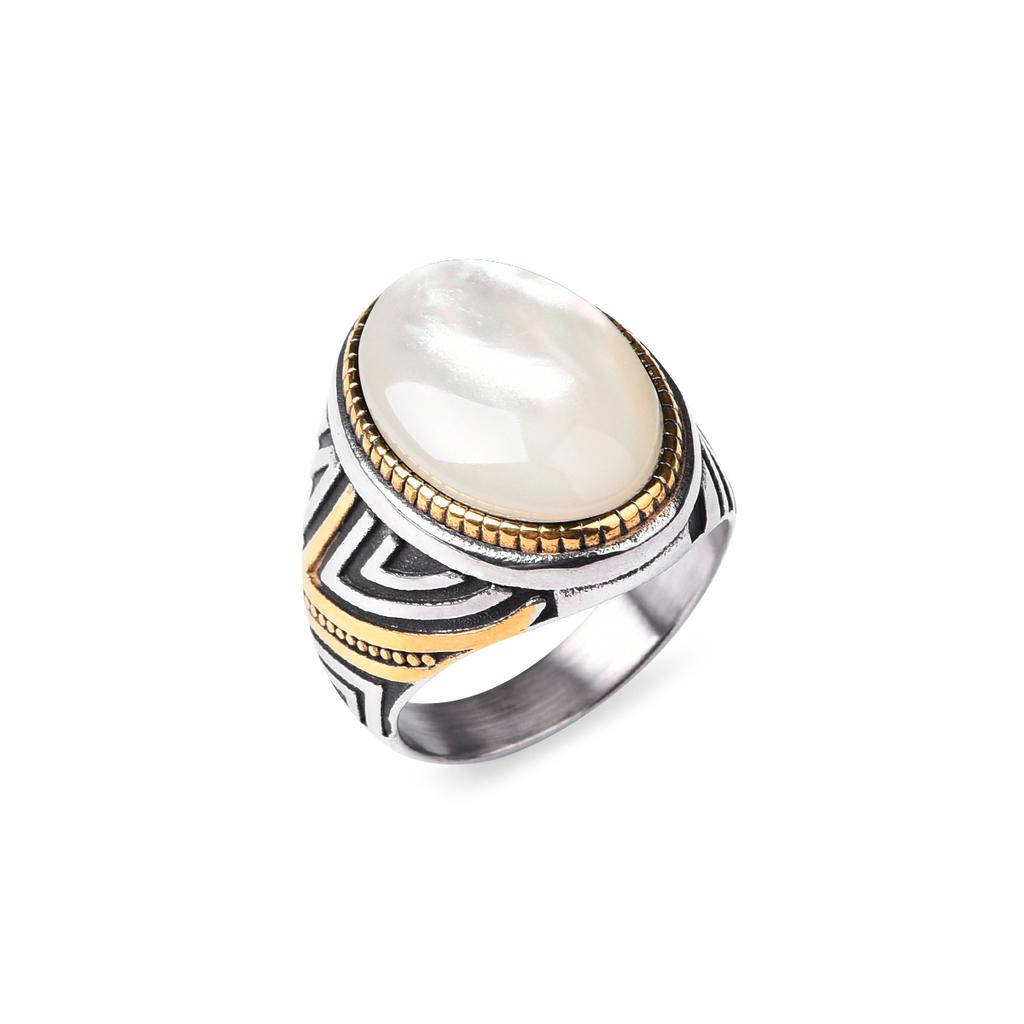 Men's/Women High Quality 316LStainless Steel Onyx Gilded Rings Classic Fashion Trend Jewelry