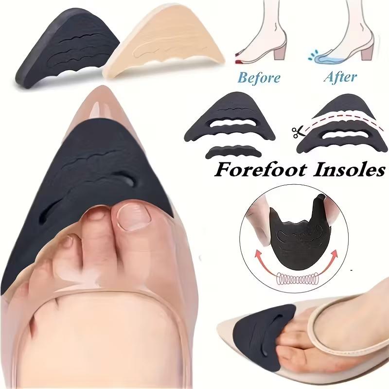 Soft Memory Foam Heel Inserts, 4pcs | Anti-Slip & Anti-Chafing Toe Pads for Heels, Beige & Black