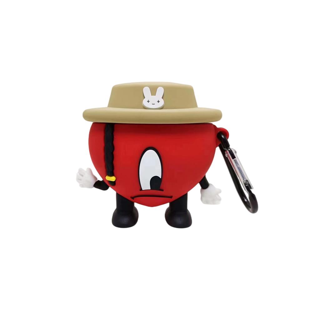 Cartoon Red Heart for Apple Airpods Pro 2 Wireless Earphone Protector for Airpods 1 2 3 Silicone Earphone Case with Keychain