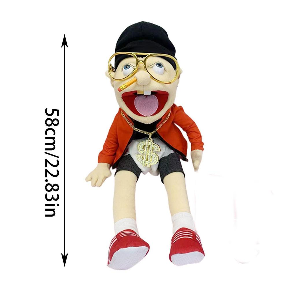 40-60cm Grande Jeffy Niño Marioneta de Mano Juguetes de Peluche Removible Niños Muñeca Suave Utilería de Fiesta para Programa de Entrevistas Marioneta Muñeco de Peluche para Niños Regalo