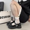 2025 New Bow Mary Jane Single Shoes Women's Fashion Round Toe Shallow Mouth Metal Buckle One Strap Platform Wedge Shoes