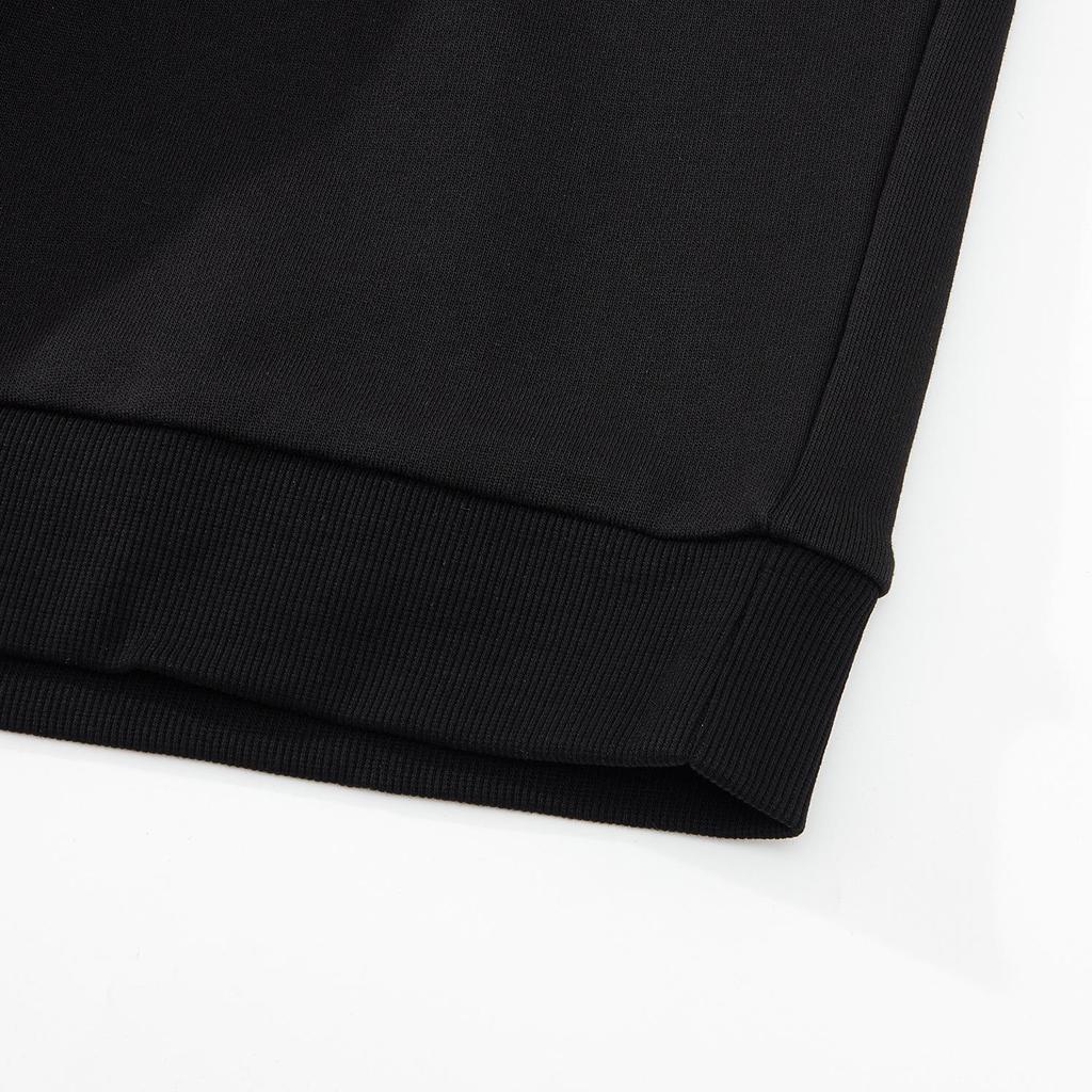 Men's Dunhuang Print Heavyweight Black Hoodie, Long Sleeve, Pure Cotton, 380G, Autumn/Winter.