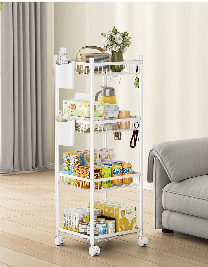 Compact Household Multi-Layer Trolley: Floor-Standing Kitchen Storage Rack