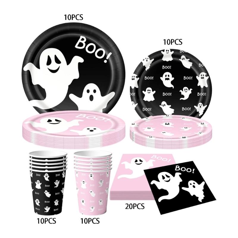 Dessert Table Paper Tableware Set with Plates Cups Napkins for Family Gathering Classroom Use and Meal Service
