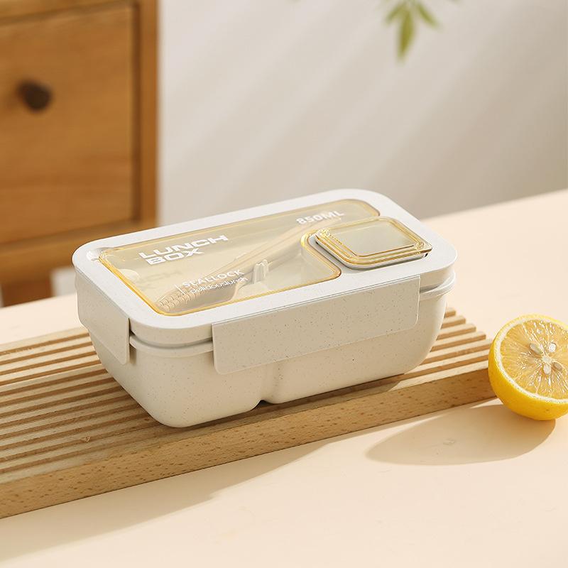 Bento Box Wheat Straw Lunch Box Can Be Put Into Microwave Oven Office Workers Lunch Bento Box Tableware Box Set