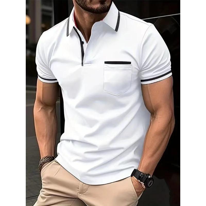 Men s summer T-shirts, loose-fit casual tops, polo shirts S белый