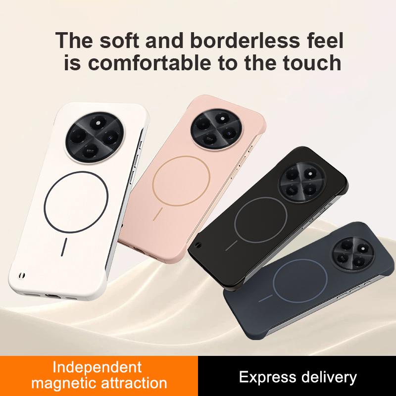 Ultra Thin Frameless Magnetic Case For Redmi 14C Magsafe Wireless Charging Hard PC Matte Shockproof Cover For POCO C75 Shell