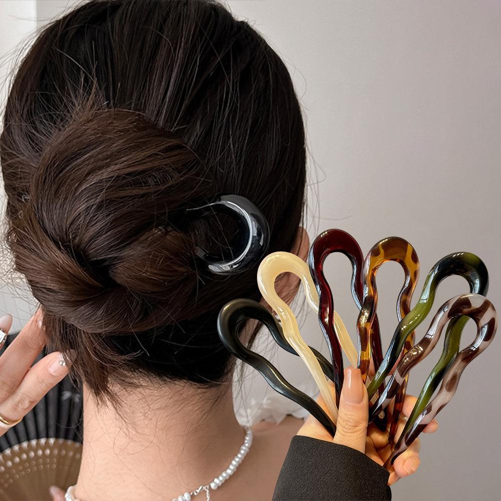 U-förmige Haargabel Mode Schildpatt Acetat Acryl Haarnadel Geometrischer Kopfschmuck Haarstäbe Frauen Mädchen Haaraccessoires