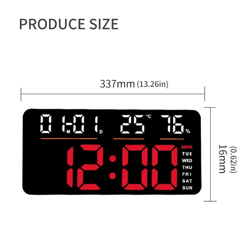 Modern Oversized Electronic Wall Clock Multifunction Time Date 2 Alarm Countdown Timer LED Display Easy Installation