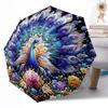 Peacock and Floral Fantasy Outdoor Automatic Umbrella Retractable Design with 8-Rib Durability Lightweight Perfect Gift for Friends Family