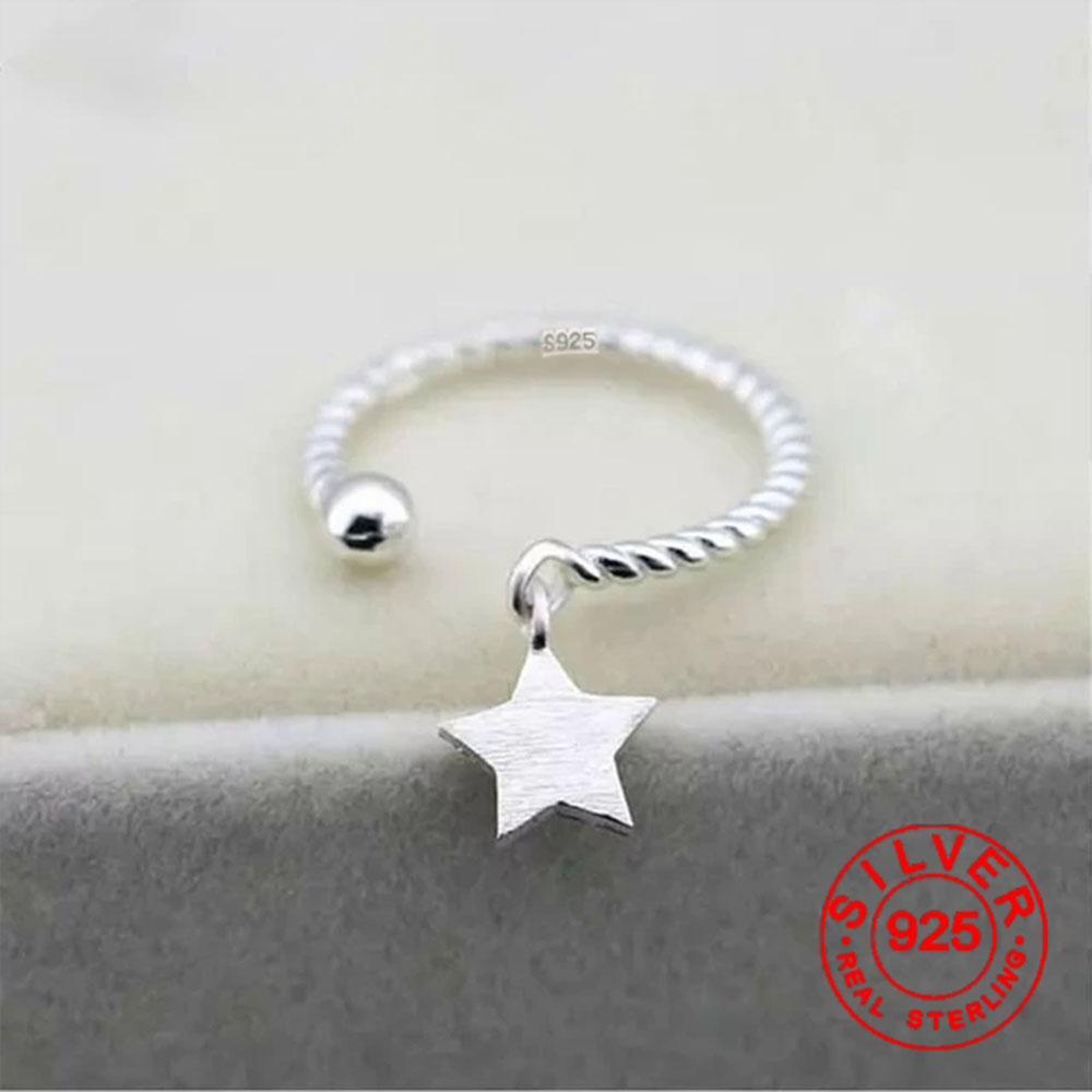 BF CLUB  Silver Color Rings For Women Star Pendant Opening Wedding Rings anillos mujer anel S-R237
