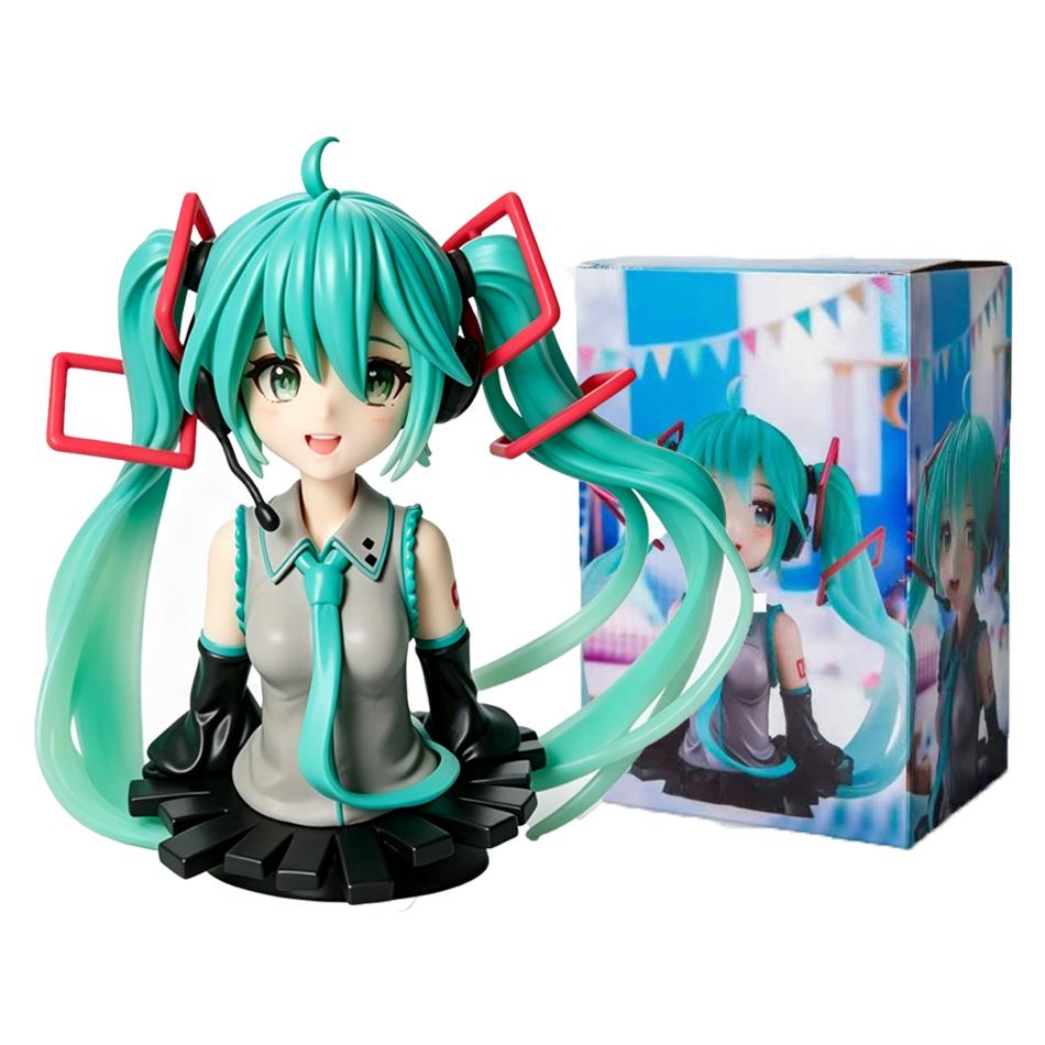 Hatsune Miku Bust Figure 2D Anime Girl PC Case Desktop Model Decoration PVC Action Figure Model Doll Toys for Christmas Gifts