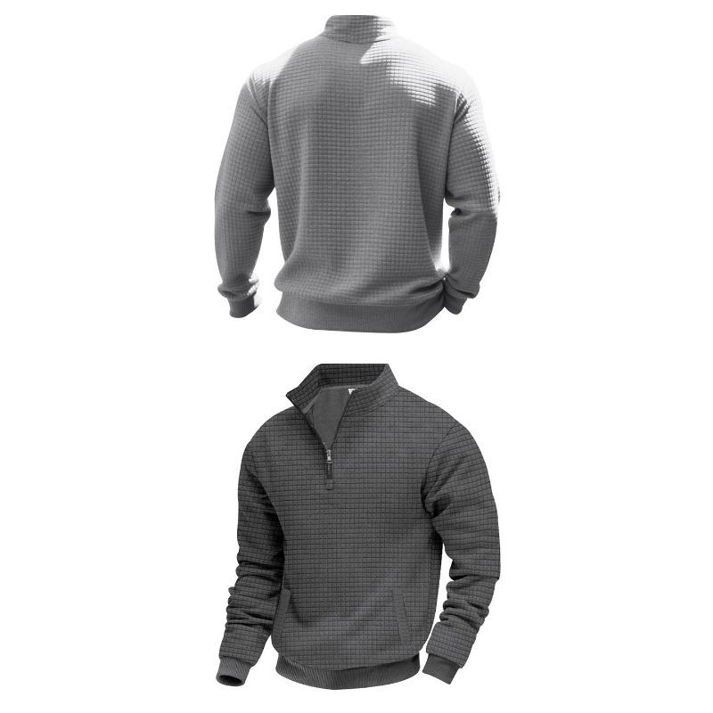 Men Heavyweight Loose Stand Collar Half Zip Casual Pullover Sweatshirt