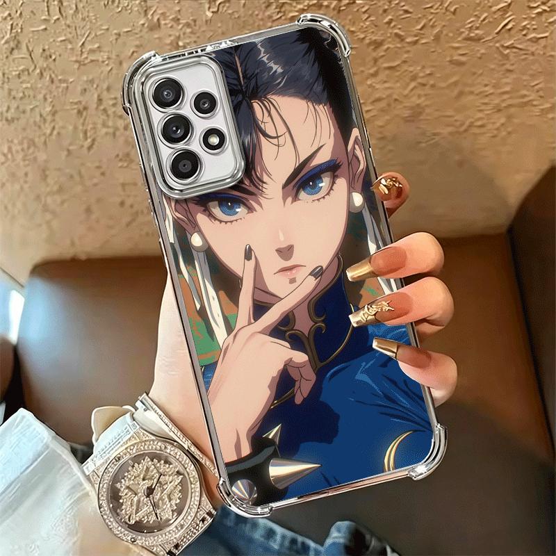 ChunLi S-Street F-FighterS Plating Phone Case For Samsung A17 A07 A37 A57 A16 A56 A15 A55 A14 A54 A13 A53 A26 A36 A25 A35 A24 A3