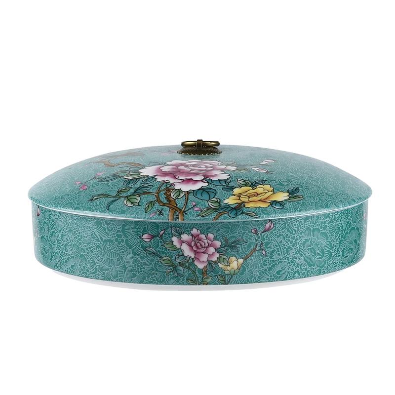 Cold Dish with Ceramic Artistic Conception Special Five Grid Cold Dish Creative Art Tableware Enamel Color Round Cover Bowl