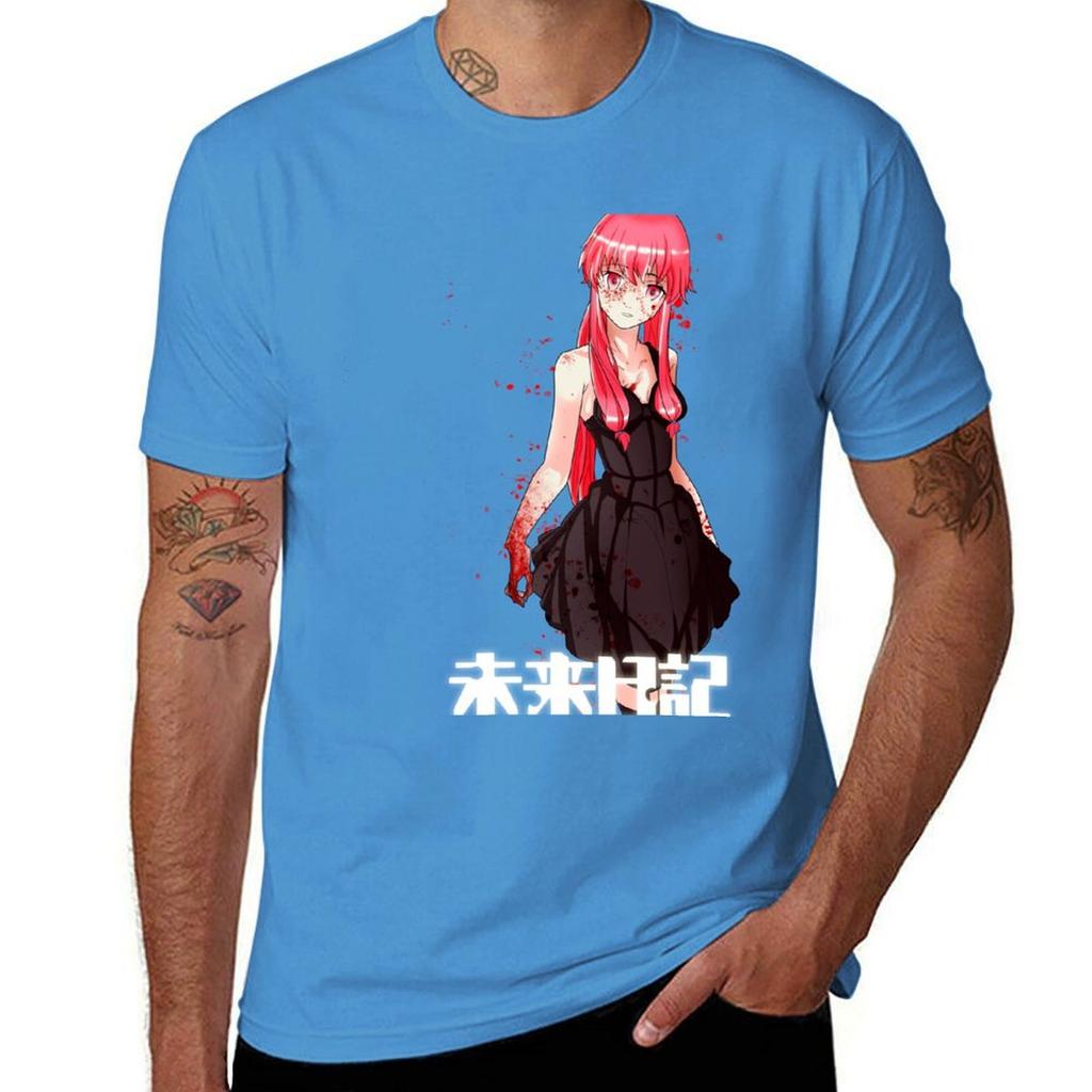 Mirai Nikki Tshirt Korean Fashion Aesthetic Clothes Animal Prinfor Boys Blacks Slim Fit T Shirts for Men