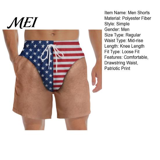 Comfortable Beachwear for Men Funny Patriotic Shorts, Stars And Stripes Beach Mens Swim Trunks Drawstring Waist Summer Vacation, Pool Parties