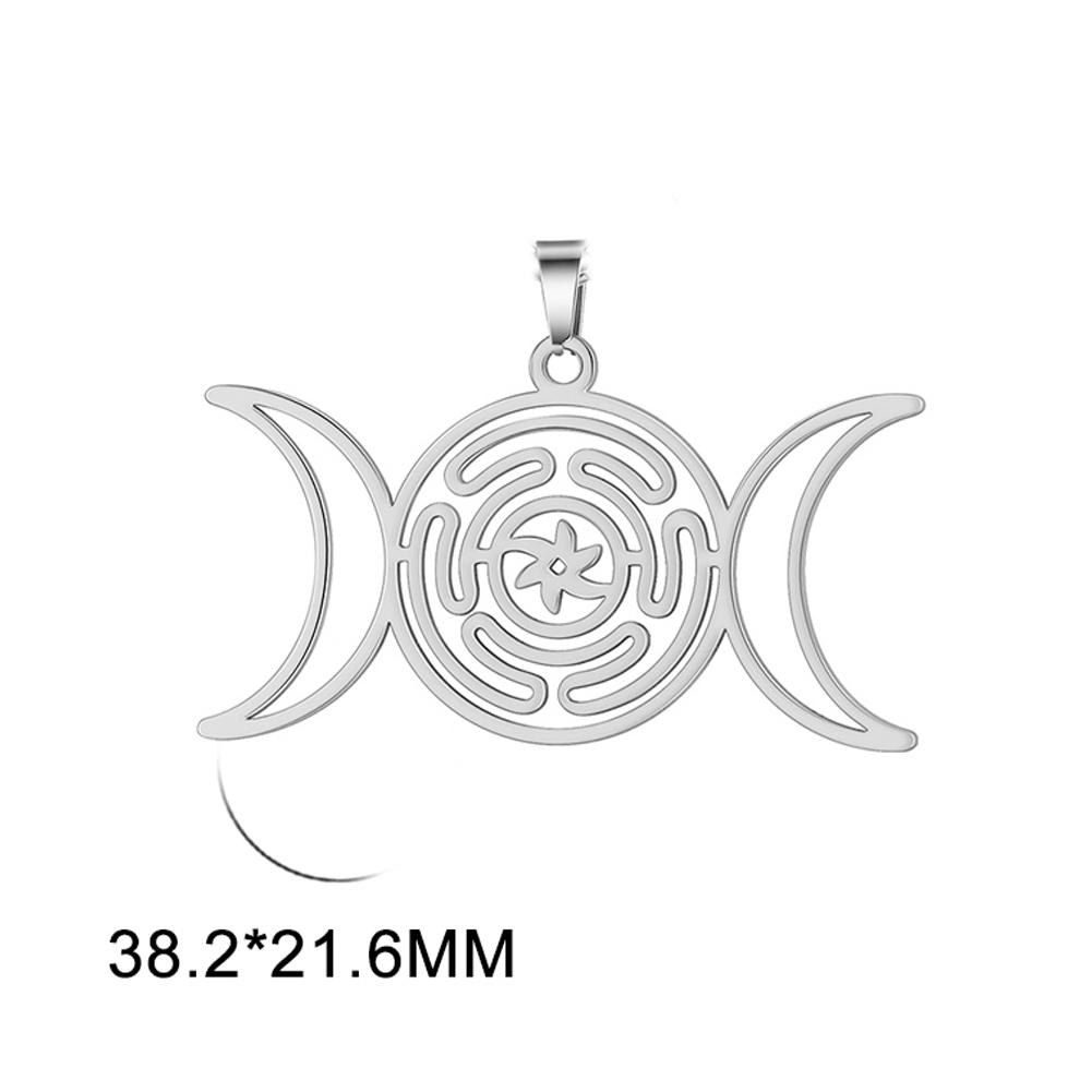 Dawapara Hecate’s Wheel Triple Moon Goddess Symbol Pendants Stainless Steel Wiccan Accessories for Necklace