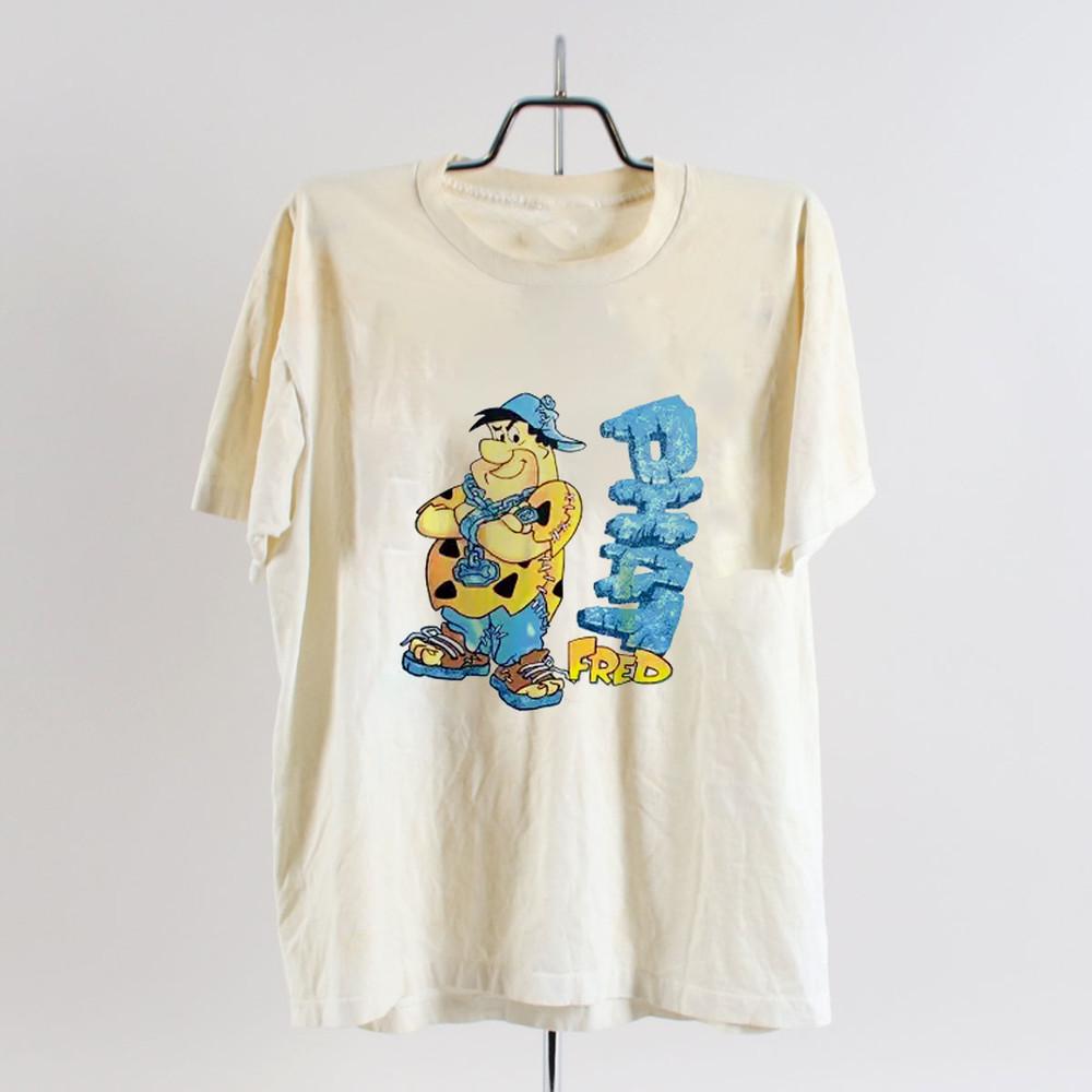 New Rare Hanna Barbera The Flintstones Shirt Cotton White S5XL BB311 Unisex T-Shirt L