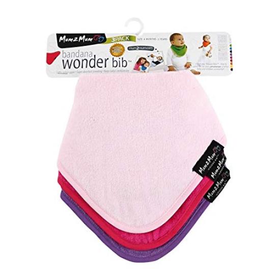 Mum 2 Mum Lätzchen-Bandana für Babys, Schockierende Lätzchen, Rosa, Rosa, Lila, 3er-Pack (x1)