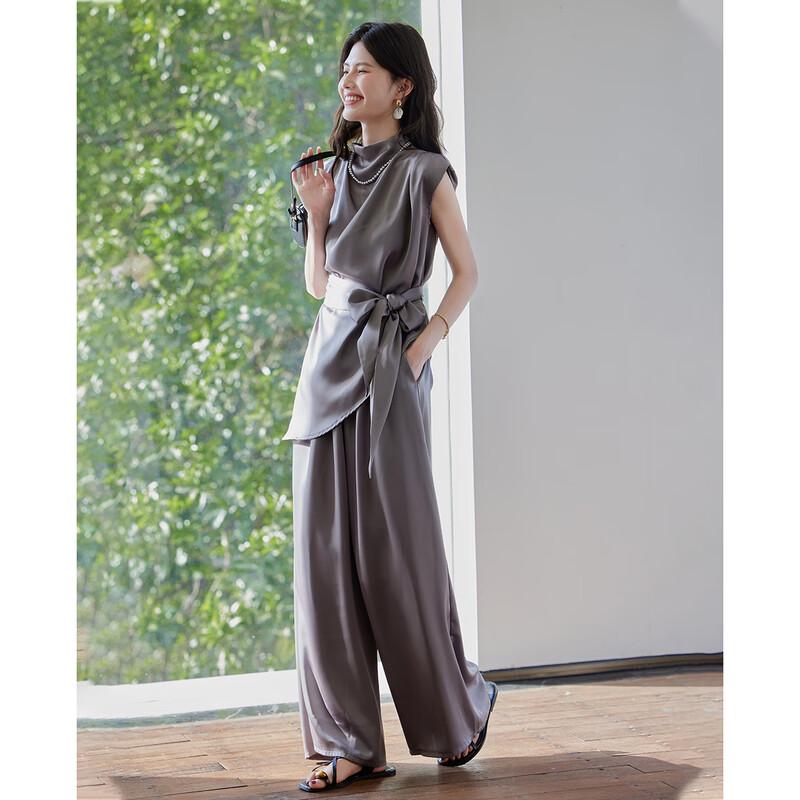 TERRE BLEUE Women's Summer T-shirt & Wide Leg Pants Set