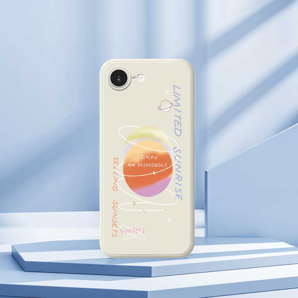 For iPhone 16e Case Planet Pattern Printing Straight Edge TPU Phone Back Cover