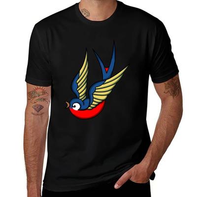 Vintage Swallow Tshirt Plus Size Everyday Tee Shirt